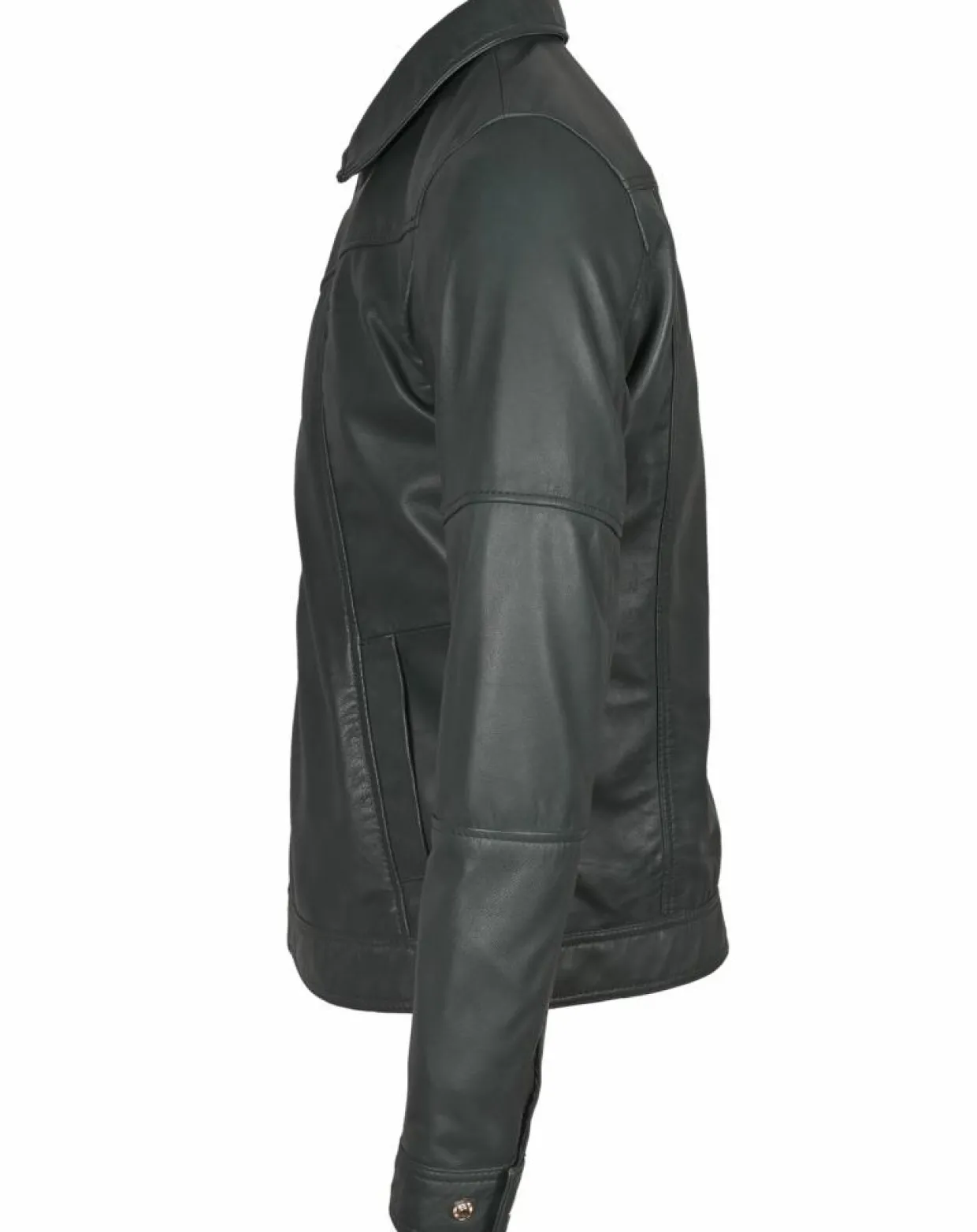 Veste en Cuir Micky gris foncé-Blue Wellford Online