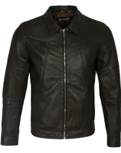 Homme Blue Wellford Vestes, Blousons^Veste en Cuir Micky marron foncé