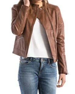 Veste en Cuir Narmada cognac-Blue Wellford Outlet