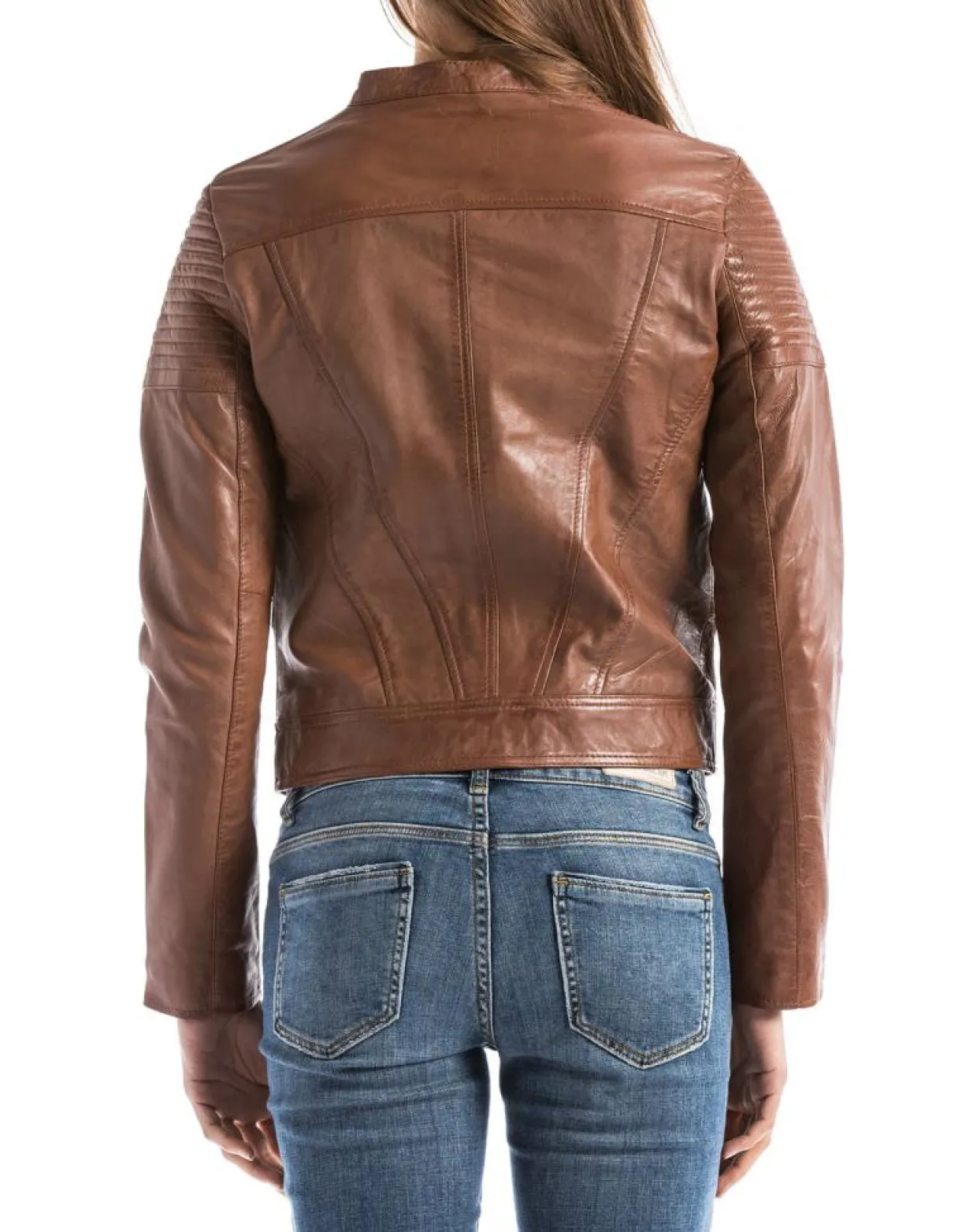 Veste en Cuir Narmada cognac-Blue Wellford Outlet