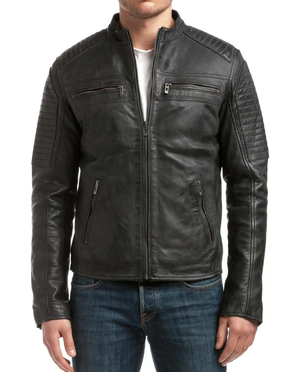 Homme Chyston Vestes, Blousons^Veste en Cuir Neil noire