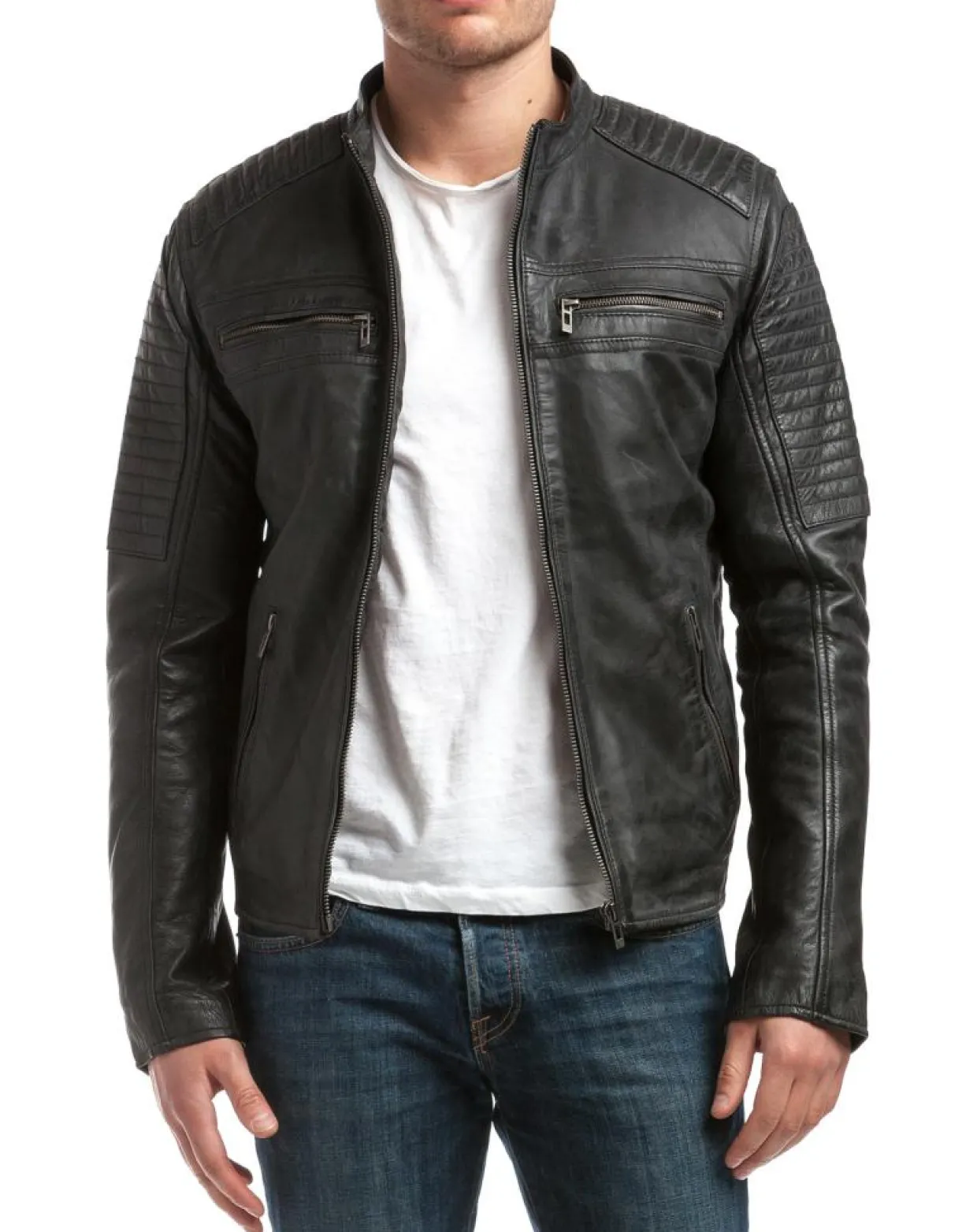 Homme Chyston Vestes, Blousons^Veste en Cuir Neil noire