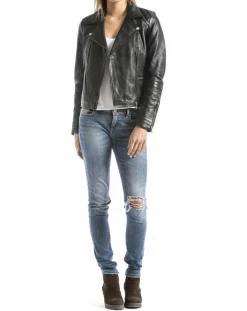Femme Blue Wellford Vestes, Blousons^Veste en Cuir Nile noire