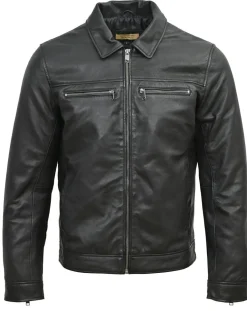 Homme Chyston Vestes, Blousons^Veste en Cuir Niort noire