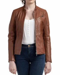 Veste en Cuir Nova cognac-Blue Wellford Best