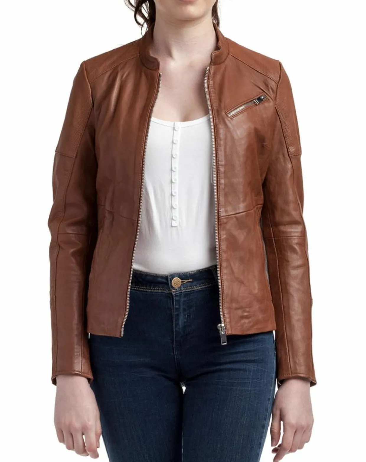 Veste en Cuir Nova cognac-Blue Wellford Best