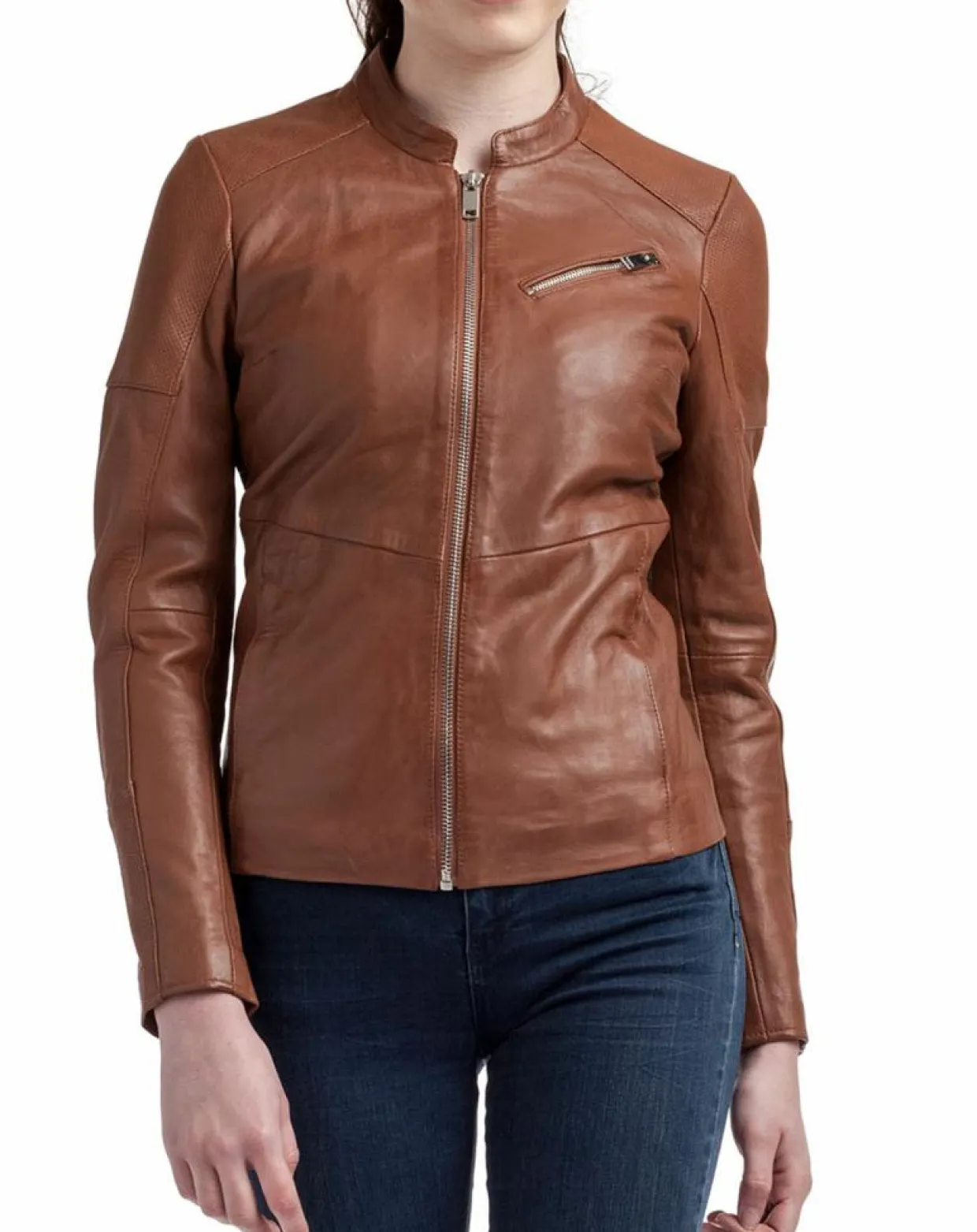 Veste en Cuir Nova cognac-Blue Wellford Best