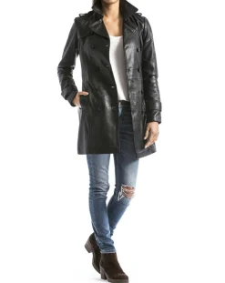 Veste en Cuir Oka noire-Blue Wellford New