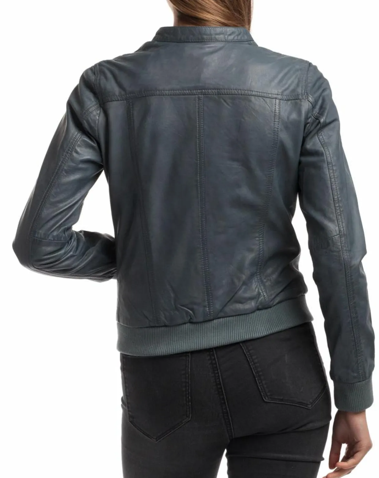 Veste en Cuir Olive grise-Chyston Discount