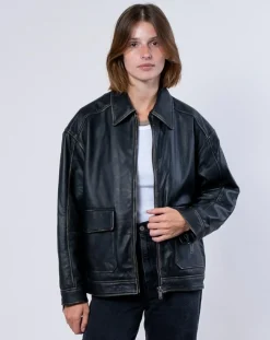 Femme Blue Wellford Vestes, Blousons^Veste en Cuir Oversize Aline noir ruboff