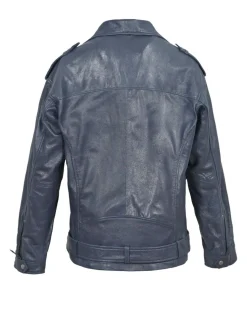 Veste en Cuir Oversize Carolane bleue-Blue Wellford