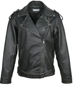 Veste en Cuir Oversize Carolane noir ruboff-Blue Wellford Clearance