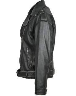 Veste en Cuir Oversize Carolane noir ruboff-Blue Wellford Clearance
