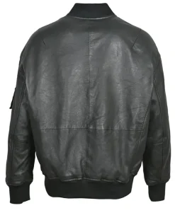 Veste en Cuir Oversize Cassylia noire-Blue Wellford
