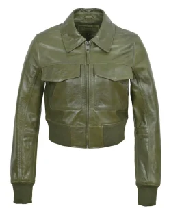 Veste en Cuir Oversize Inaya verte-Blue Wellford Hot