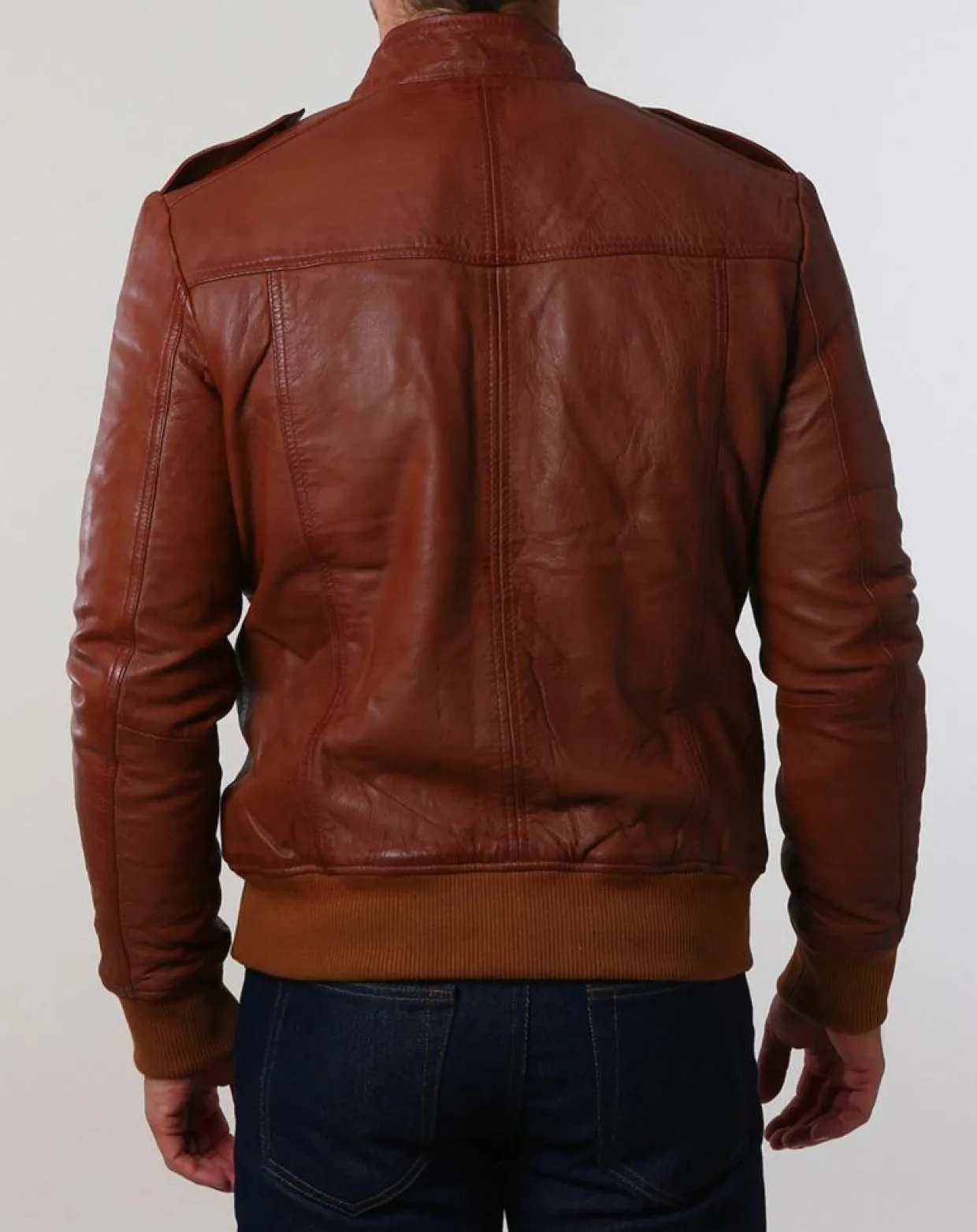 Homme Chyston Vestes, Blousons^Veste en Cuir Pat cognac