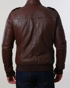 Homme Chyston Vestes, Blousons^Veste en Cuir Pat marron