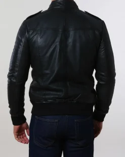 Homme Chyston Vestes, Blousons^Veste en Cuir Pat noire