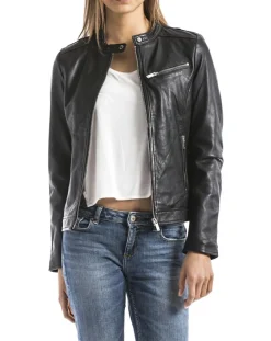 Femme Blue Wellford Vestes, Blousons^Veste en Cuir Pearl noire