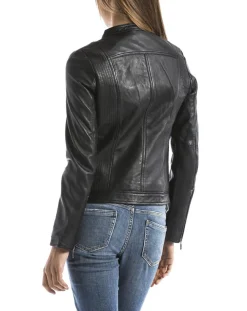 Femme Blue Wellford Vestes, Blousons^Veste en Cuir Pearl noire