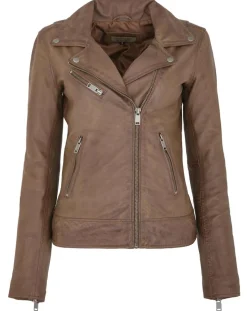 Veste en Cuir Polly vintage cognac-Chyston Discount