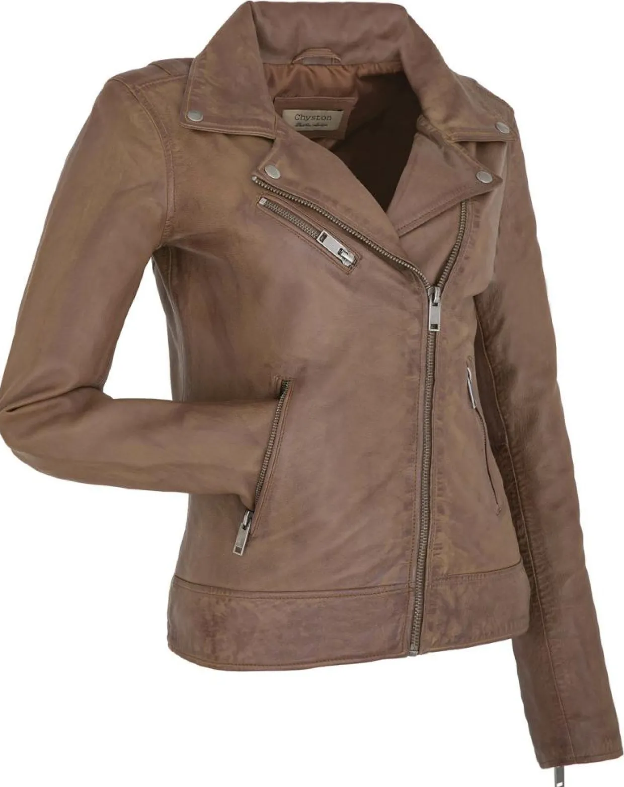 Veste en Cuir Polly vintage cognac-Chyston Discount