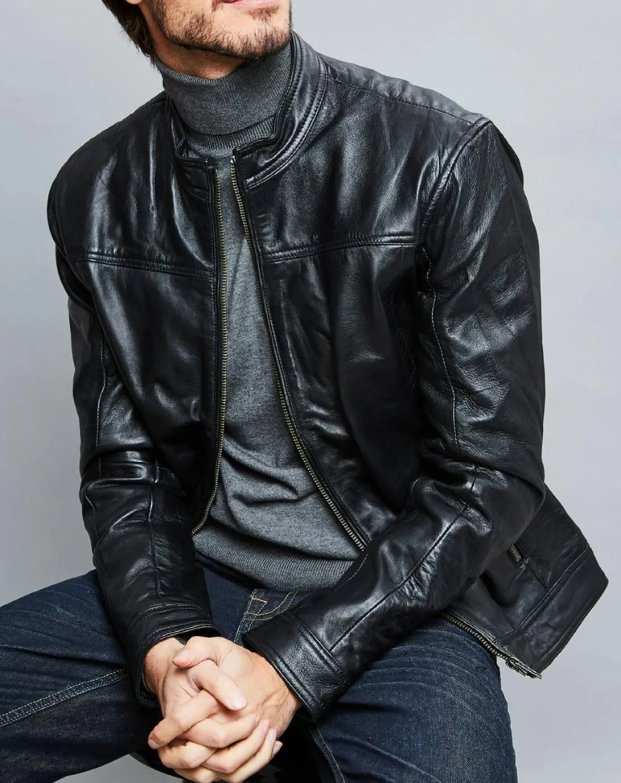Veste en Cuir Raphael noire-Chyston Sale