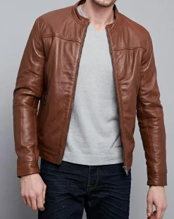 Homme Chyston Vestes, Blousons^Veste en Cuir Raphaël cognac