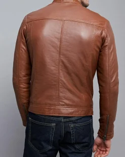 Homme Chyston Vestes, Blousons^Veste en Cuir Raphaël cognac