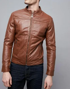 Homme Chyston Vestes, Blousons^Veste en Cuir Raphaël cognac