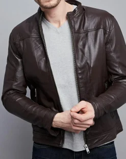 Homme Chyston Vestes, Blousons^Veste en Cuir Raphaël marron