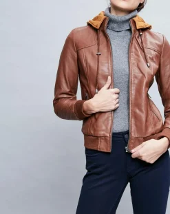 Femme Chyston Vestes, Blousons^Veste en Cuir Roxane cognac