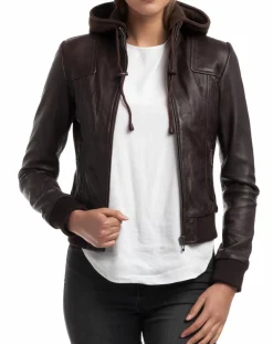 Veste en Cuir Roxane marron-Chyston