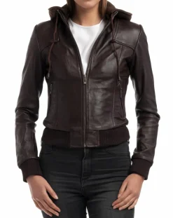 Veste en Cuir Roxane marron-Chyston