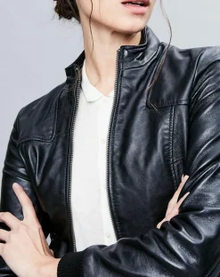 Veste en Cuir Roxane noire-Chyston Sale