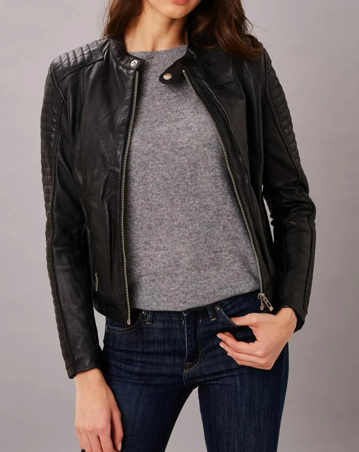 Femme Chyston Vestes, Blousons^Veste en Cuir Sakura noire