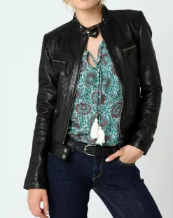 Veste en Cuir Sarah noire-Chyston Outlet