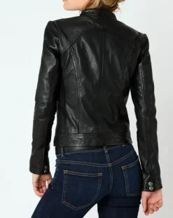 Veste en Cuir Sarah noire-Chyston Outlet