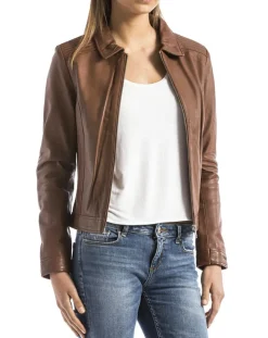 Femme Blue Wellford Vestes, Blousons^Veste en Cuir Savara cognac