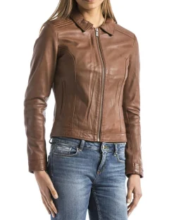 Femme Blue Wellford Vestes, Blousons^Veste en Cuir Savara cognac