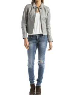 Femme Blue Wellford Vestes, Blousons^Veste en Cuir Savara gris clair