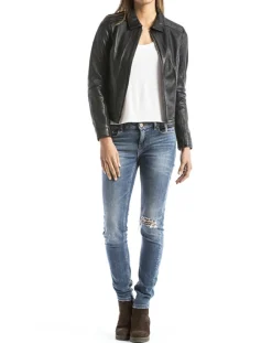Femme Blue Wellford Vestes, Blousons^Veste en Cuir Savara noire