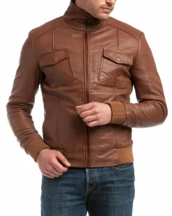 Homme Chyston Vestes, Blousons^Veste en Cuir Simon cognac