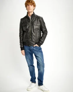 Veste en Cuir Simon noire-Chyston Sale