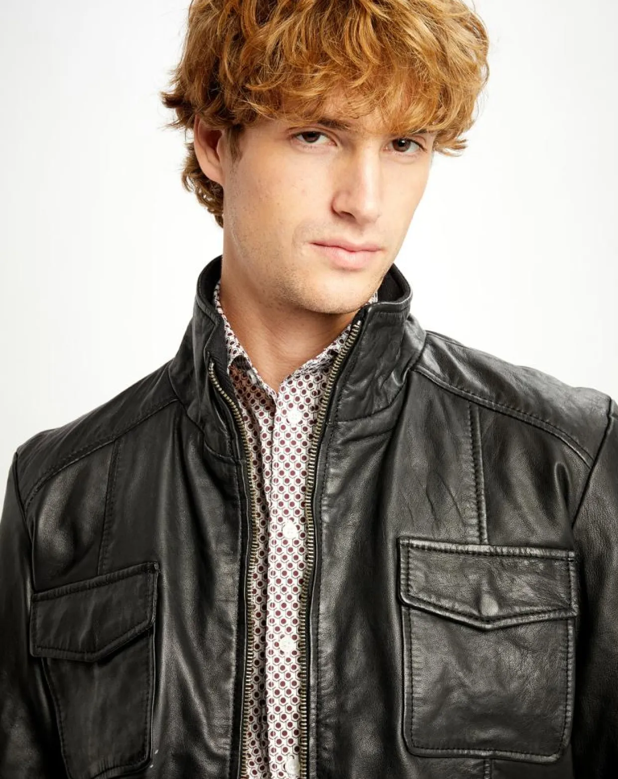Veste en Cuir Simon noire-Chyston Sale