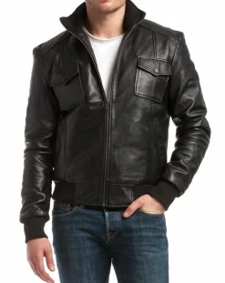 Veste en Cuir Simon noire-Chyston Sale
