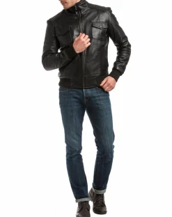 Veste en Cuir Simon noire-Chyston Sale