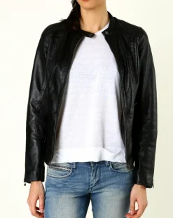 Veste en Cuir Talia noire-Chyston Clearance