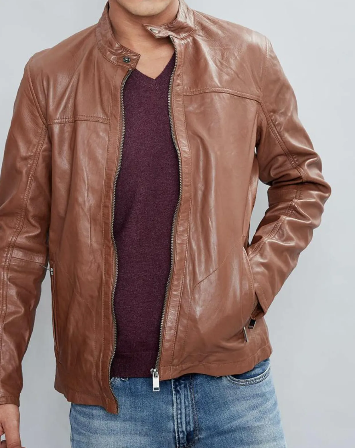 Homme Chyston Vestes, Blousons^Veste en Cuir Taylor cognac
