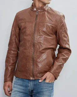 Homme Chyston Vestes, Blousons^Veste en Cuir Taylor cognac